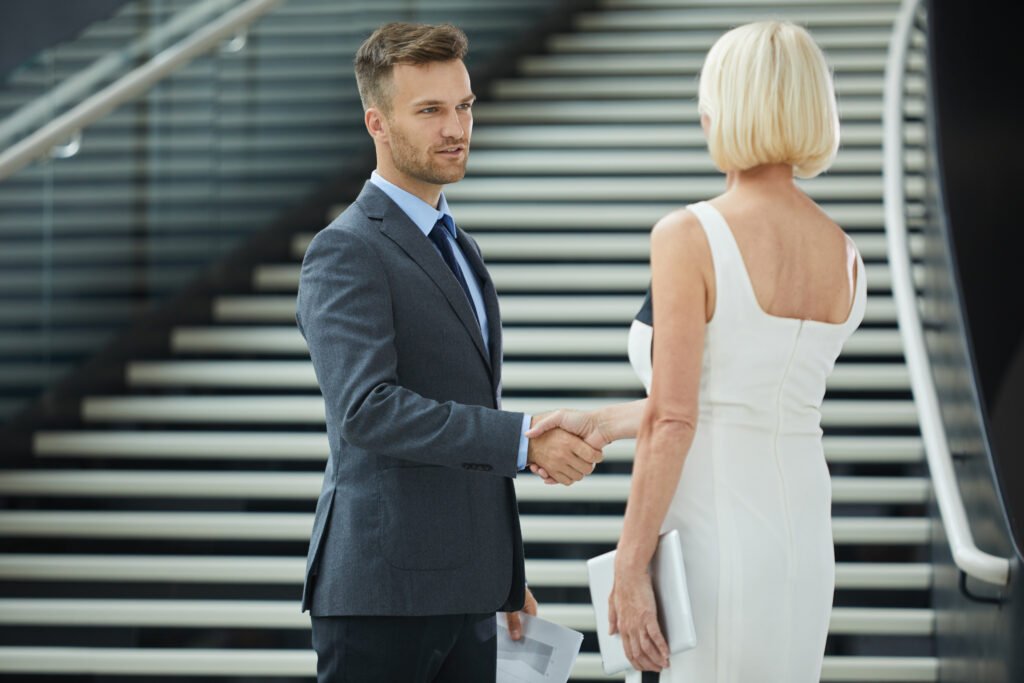 Business handshake at office